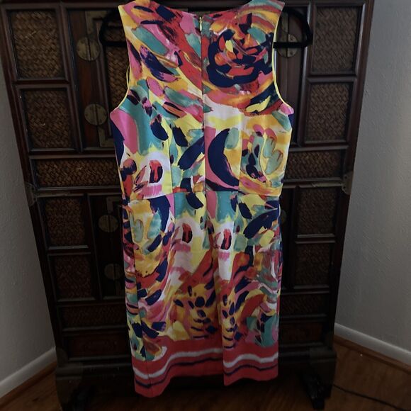 SIGNATURE by ROBBIE BEE Women’s Dress V Neck Shift Multicolor Sz 8 - Picture 3 of 9